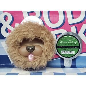 BBW Fuzzy Shaggy Dog Visor Clip Car Fragrance Holder w. Stress Free Refill